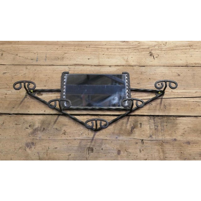 Metal French Iron Hat and Coat Rack with Mirror, 1960 For Sale - Image 7 of 8