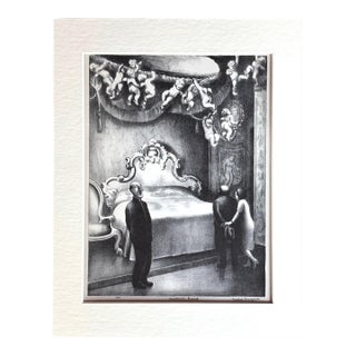 Vintage 1939 Print in 11x14 Mat Ready to Frame: Mabel Dwight, "Museum Guard" EUC For Sale