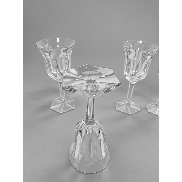 Set of 4, Baccarat France "Malmaison" Pattern Crystal Claret Wine Glasses Measures: 6.875" h x 3.25" w