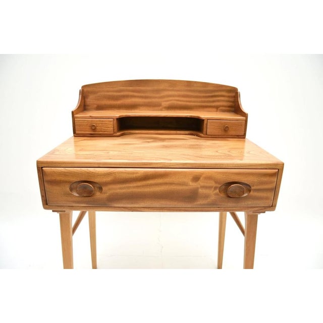 Vintage Writing Desk in Elm from Ercol, 1960s For Sale - Image 9 of 11