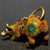 Yellow Vintage Cloisonne Enamel Bull Figurine – 9.8" Yellow Ground Gilt Ox Sculpture For Sale - Image 8 of 9