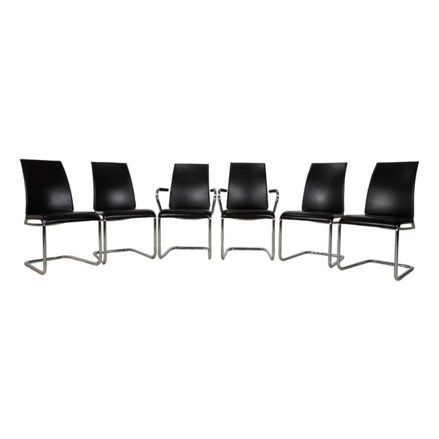 Chairs in Black Leather from Draenert, Set of 6 For Sale