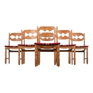 Vintage Razor Blade Oak Dining Chairs by Henning Kjærnulf, 1960s, Set of 6 For Sale
