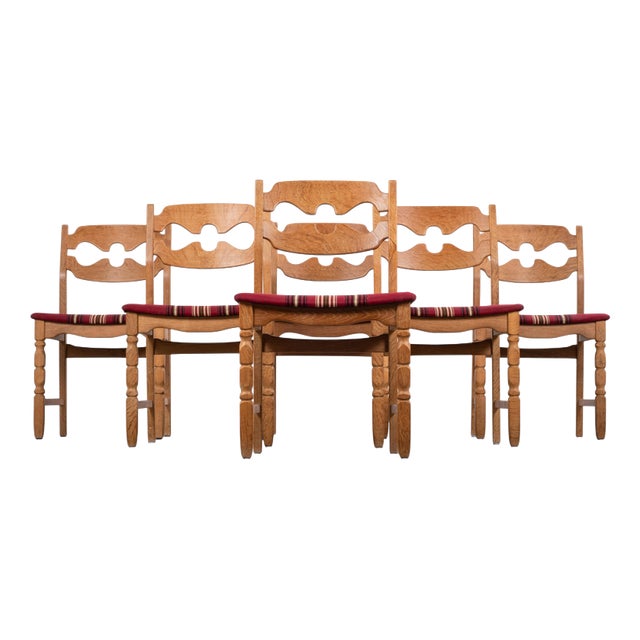 Vintage Razor Blade Oak Dining Chairs by Henning Kjærnulf, 1960s, Set of 6 For Sale