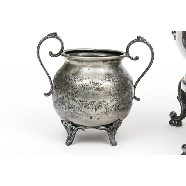 Metal Antique Meriden Britannia Victorian Silverplate Samovar Garniture Set, 3 Pieces For Sale - Image 7 of 12