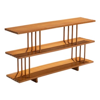 Mid-Century Modern Three Tier Wooden Shelving Unit, 1970s For Sale