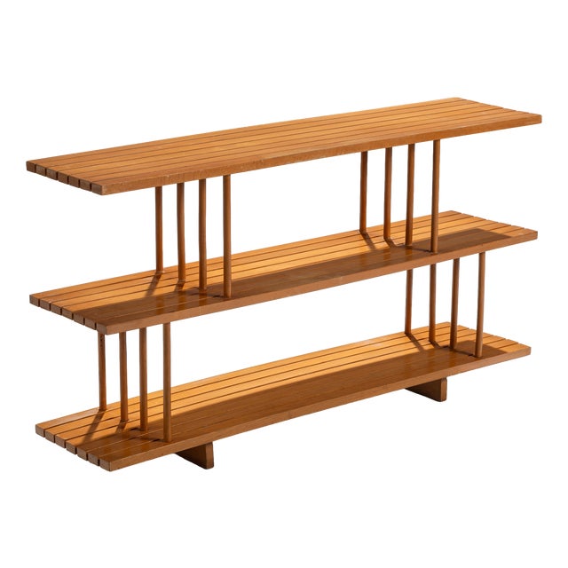 Mid-Century Modern Three Tier Wooden Shelving Unit, 1970s For Sale