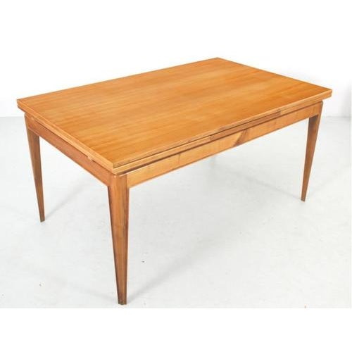 Swedish mid-century modern dining table with 2 extension leaves extendable dining table in blond mahogany, seating 6–8...