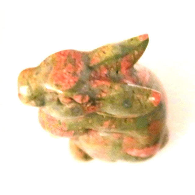 Stone Well-Carved Miniature Bunny Rabbit of Unakite Jasper (Unakyte), Naturally Orange and Green! | Said to Be the Spirit of Carpe Diem For Sale - Image 7 of 7