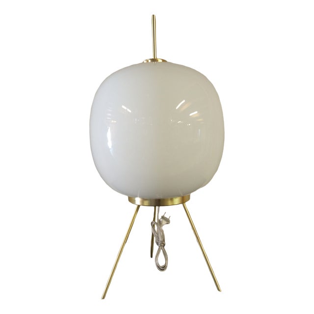 Table Lamp in White Glass For Sale