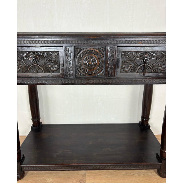 19th Century 19th Century Spanish Carved Oak Console Table with Two Drawers For Sale - Image 5 of 9