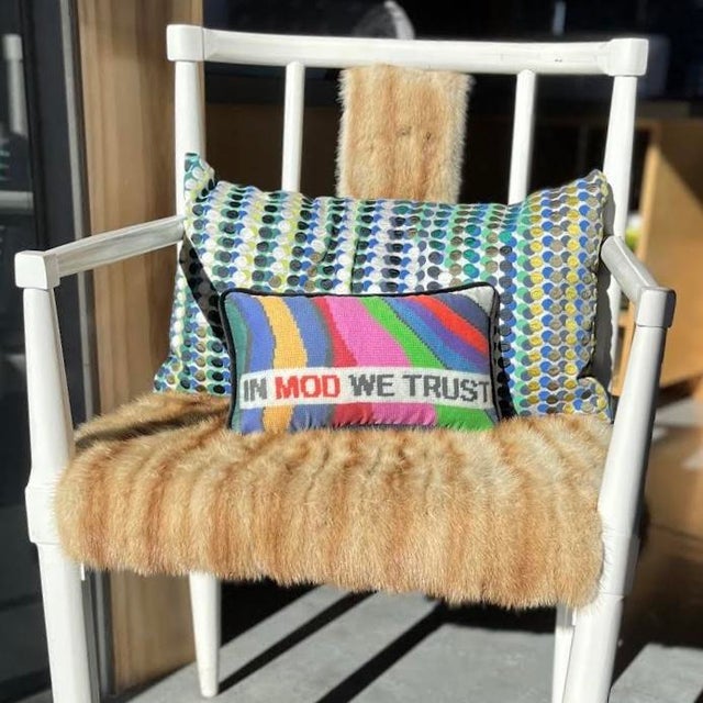 Organic Cotton Sateen "Mod" Pillow, Custom, Original For Sale - Image 6 of 6