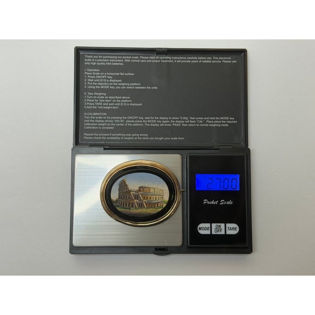 Victorian Grand Tour Italian Micromosaic Yellow Gold Brooch Depicting the Colosseum C1870 For Sale - Image 16 of 18