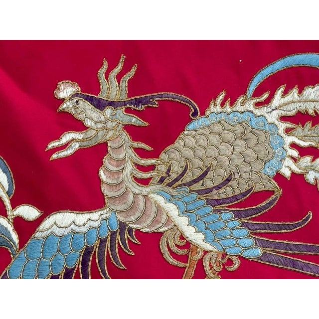 Vintage Silk and Metal Chinese Embroidery Dragon Design, 1950s For Sale - Image 9 of 18