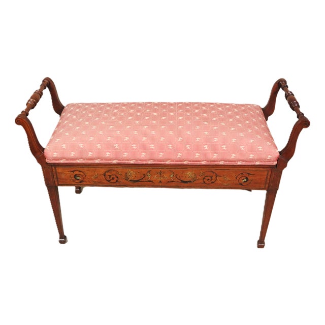 Edwardian Period English Duet Bench For Sale