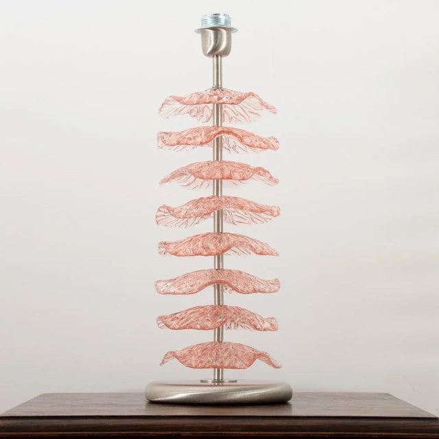 Gray Table Lamp with Artistic Glass of Murano Ambrati and Brushed Metal Structure, Italy, 2000s For Sale - Image 8 of 11