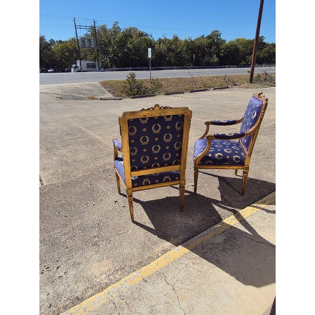 Pair of Louis XVI Style Giltwood Chairs For Sale - Image 11 of 12