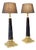 Brass Table Lamps with Black Marble Column, Set of 2 For Sale