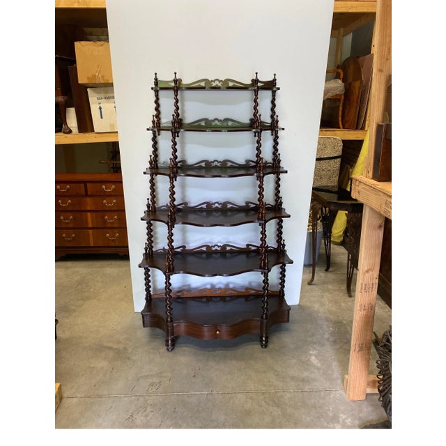 Brown 19th Century Walnut Barley Twist Bookcase Etagere For Sale - Image 8 of 10