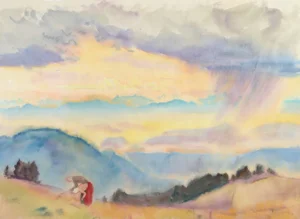 Hans Brasch, Large Expressionist Watercolor, 1927, Masters Student of Hans Thoma & Student of Ferdinand Hodler