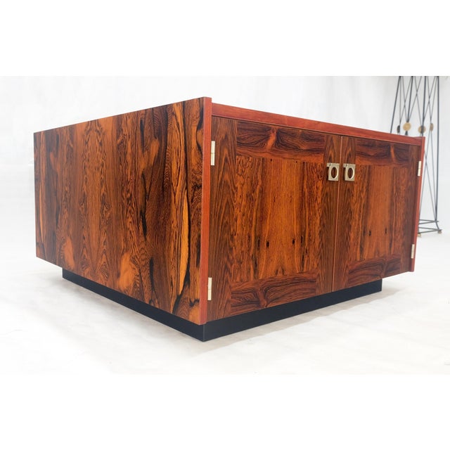 1970s Danish Modern Rosewood Two Doors Compartment 32" Square End Side Table For Sale - Image 5 of 12