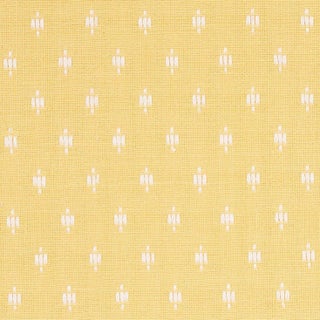 Schumacher Barlow Fabric in Ivory on Yellow For Sale