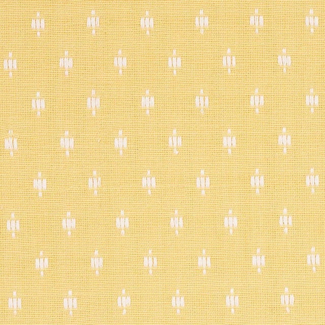 Schumacher Barlow Fabric in Ivory on Yellow For Sale