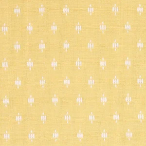 Schumacher Barlow Fabric in Ivory on Yellow