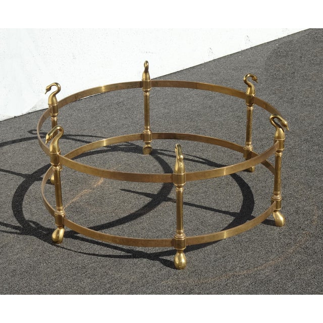 Vintage Hollywood Regency LeBarge Style Brass Coffee Table Base W Swan Heads For Sale - Image 4 of 14