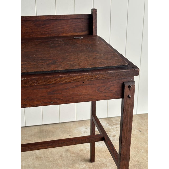 Antique 19th Century Oak Schoolhouse Writing Desk For Sale - Image 10 of 18