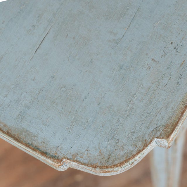 Farmhouse 19th Century Swedish Blue Side Table With Two Drawers For Sale - Image 3 of 7