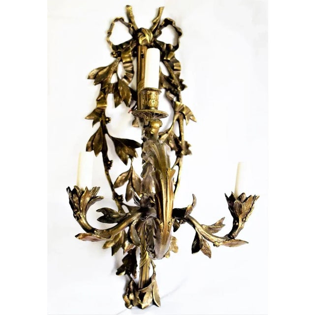 Metal Large Wall Lights in Louis XV Style, 1880s, Set of 2 For Sale - Image 7 of 11
