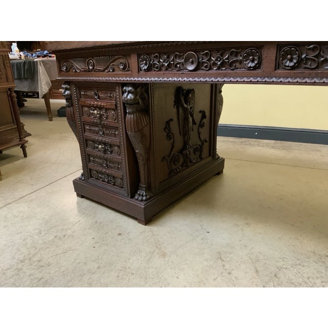 Antique Neo-Renaissance Desk, 1880 For Sale - Image 15 of 16