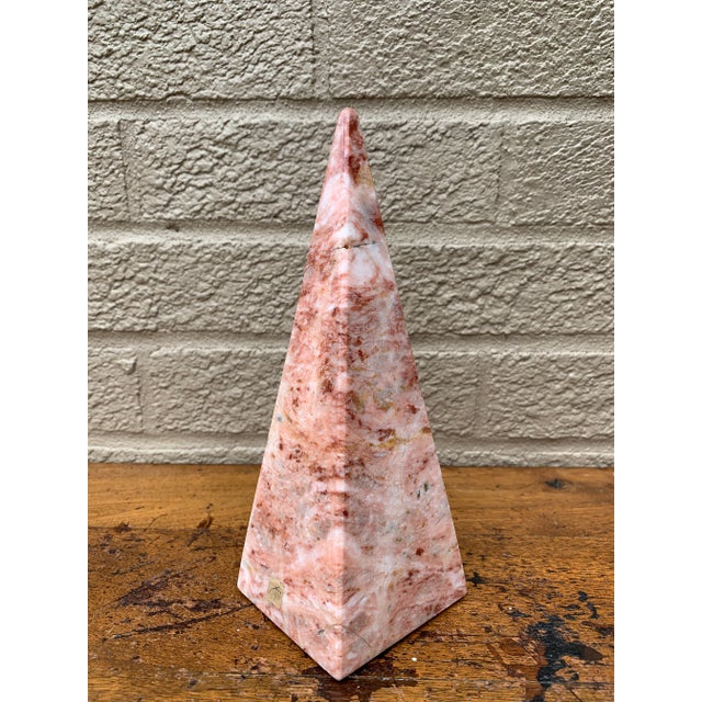 Stone Pink Marble Obelisk With Dramatic Veining For Sale - Image 7 of 10