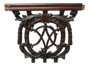 Monogrammed Carved Oak Architectural Element, 18th Century