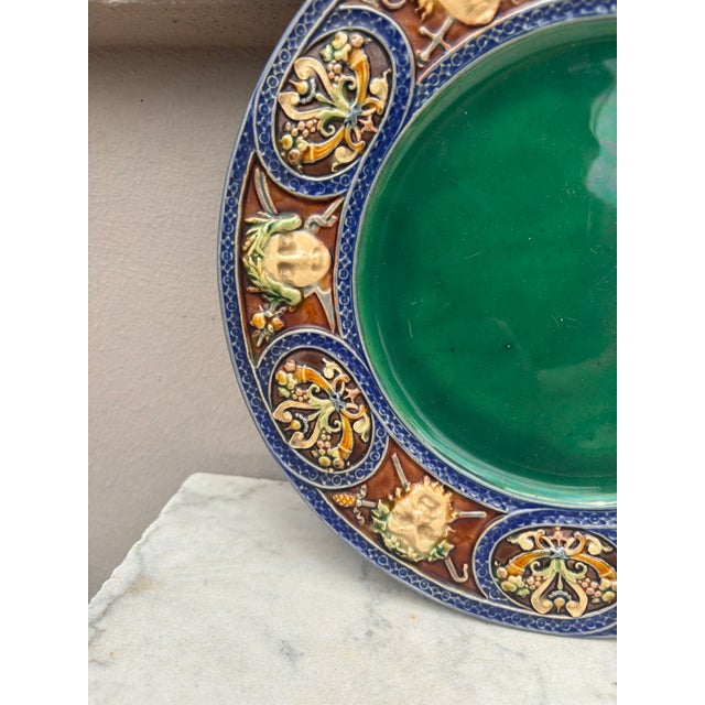 Victorian Large 19th Century Neo-Renaissance Majolica Palissy Plate For Sale - Image 3 of 5