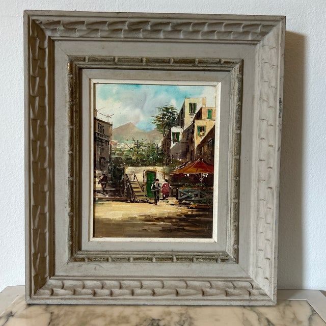 Figurative and landscape painting with a vintage European feel. The coloration is great and there are a lot of straight...