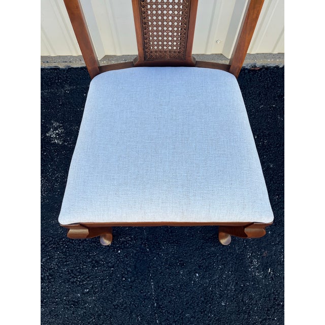 Brown Early 1900's Walnut Cane Back Dining Chairs- Set of 6- Newly Reupholstered For Sale - Image 8 of 12