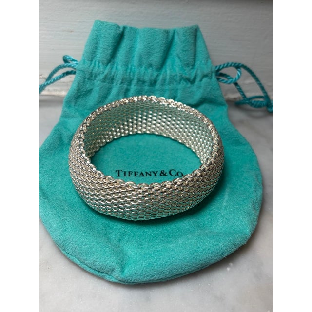 Metal Tiffany & Co. Sterling Silver Somerset Mesh Weave Bracelet 116g For Sale - Image 7 of 7