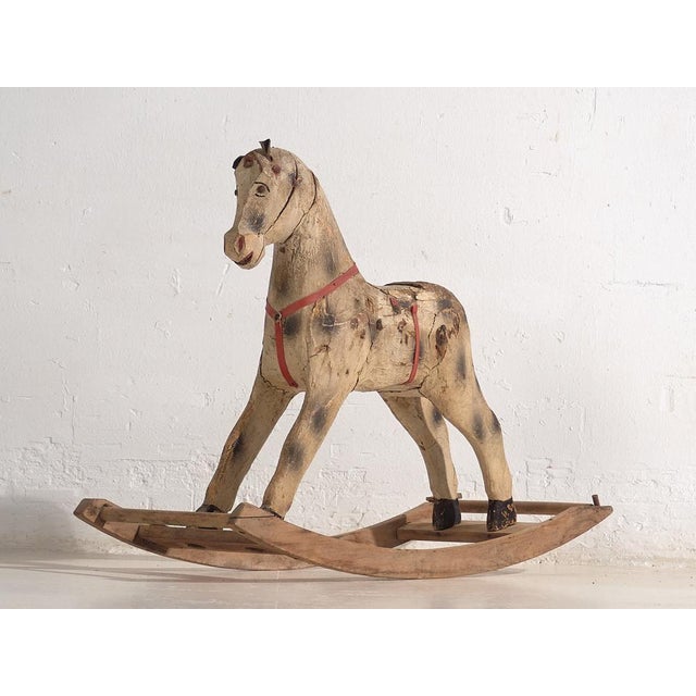 Antique rocking horse of cardboard paper (France, c.1930) Approximate age: 100 years Material: Paper, cardboard and pine...
