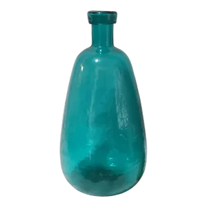 Vintage Large High Sky-Blue Recycled Glass Bottle Vase