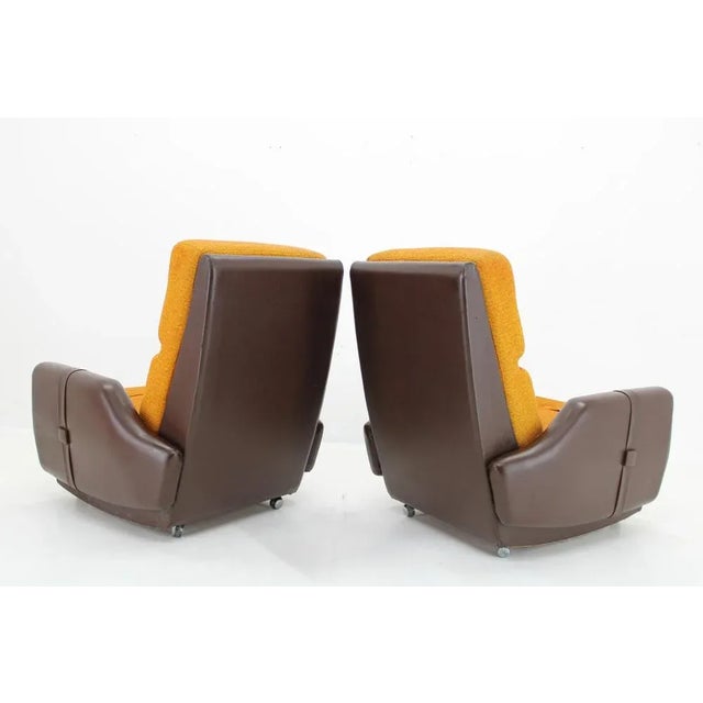 Set of Leatherette and Fabric Armchairs, Czechoslovakia, 1970s For Sale - Image 3 of 13