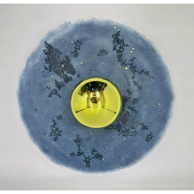 2020s Blue Resin & Brass Ceiling Light by Luca for Fermaluce, Italy 2022 For Sale - Image 5 of 15