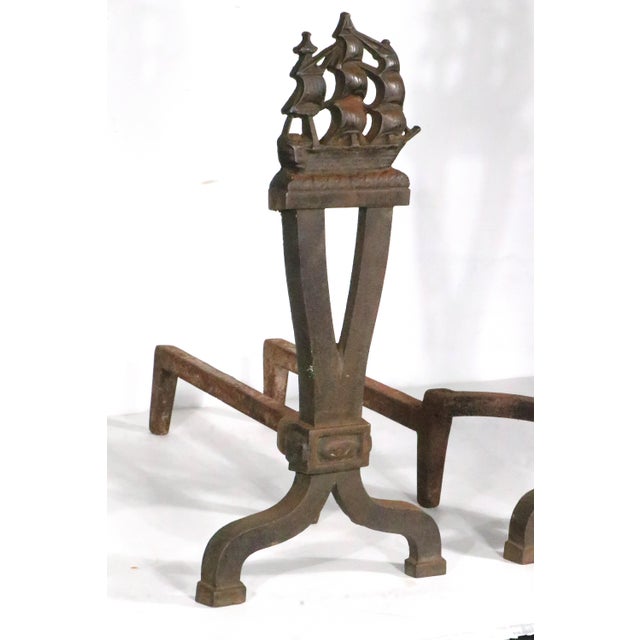 Pr. Vintage Clipper Ship Andirons For Sale - Image 13 of 15
