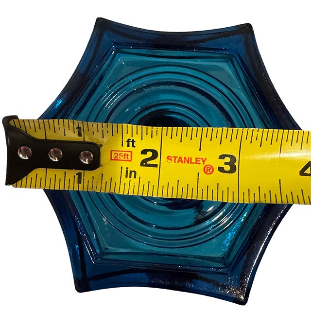 Mid 20th Century l.e. Smith Cobalt Blue Glass Koi Candlestick For Sale - Image 9 of 9