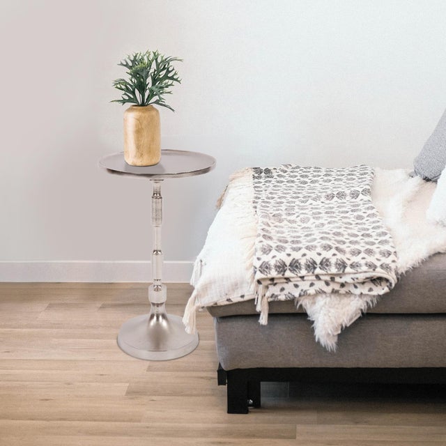 2020s Candlestick Nickel Martini Table For Sale - Image 5 of 5