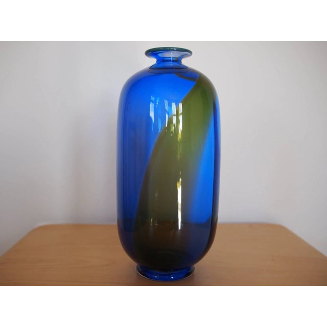 Blue Vintage Transjo Hytta Glass Vase Bottle For Sale - Image 8 of 8