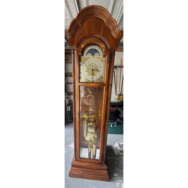 Traditional Howard Miller Traditional Moon Phase Grandfather Clock For Sale - Image 3 of 3