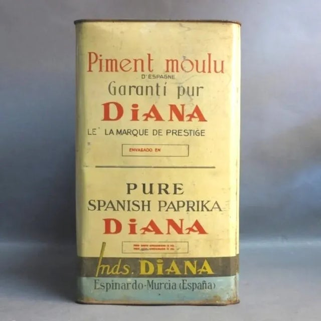 Large Spanish Tin Advertisment for Diana Pimenton For Sale - Image 4 of 6