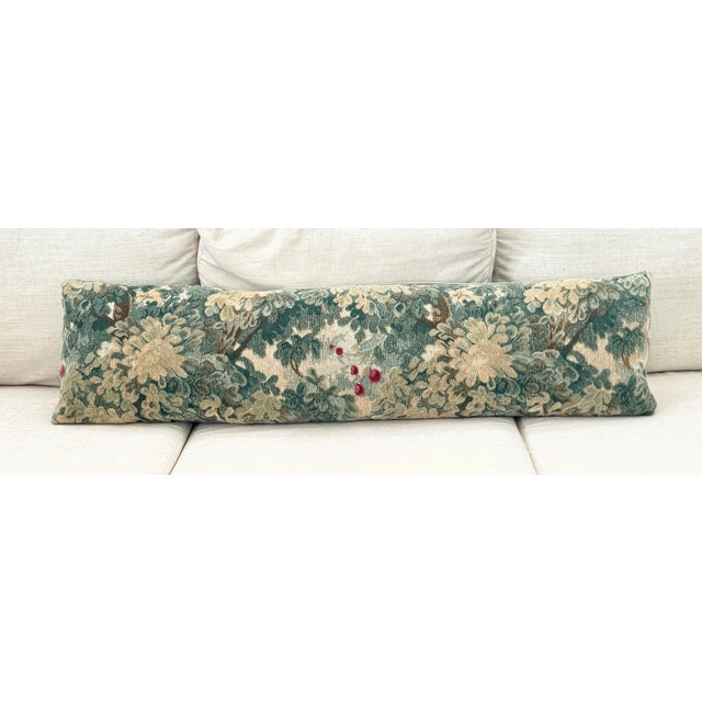 English Marly and Mohair Blue Greens Lumbar Pillow For Sale - Image 3 of 3